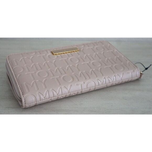 Tommy Hilfiger Women's Pink Logo Embossed Zip Around PU Leather Wallet - Picture 7 of 7